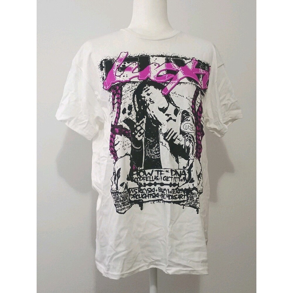 Lucki White Pink Black T-shirt Unisex Size Medium